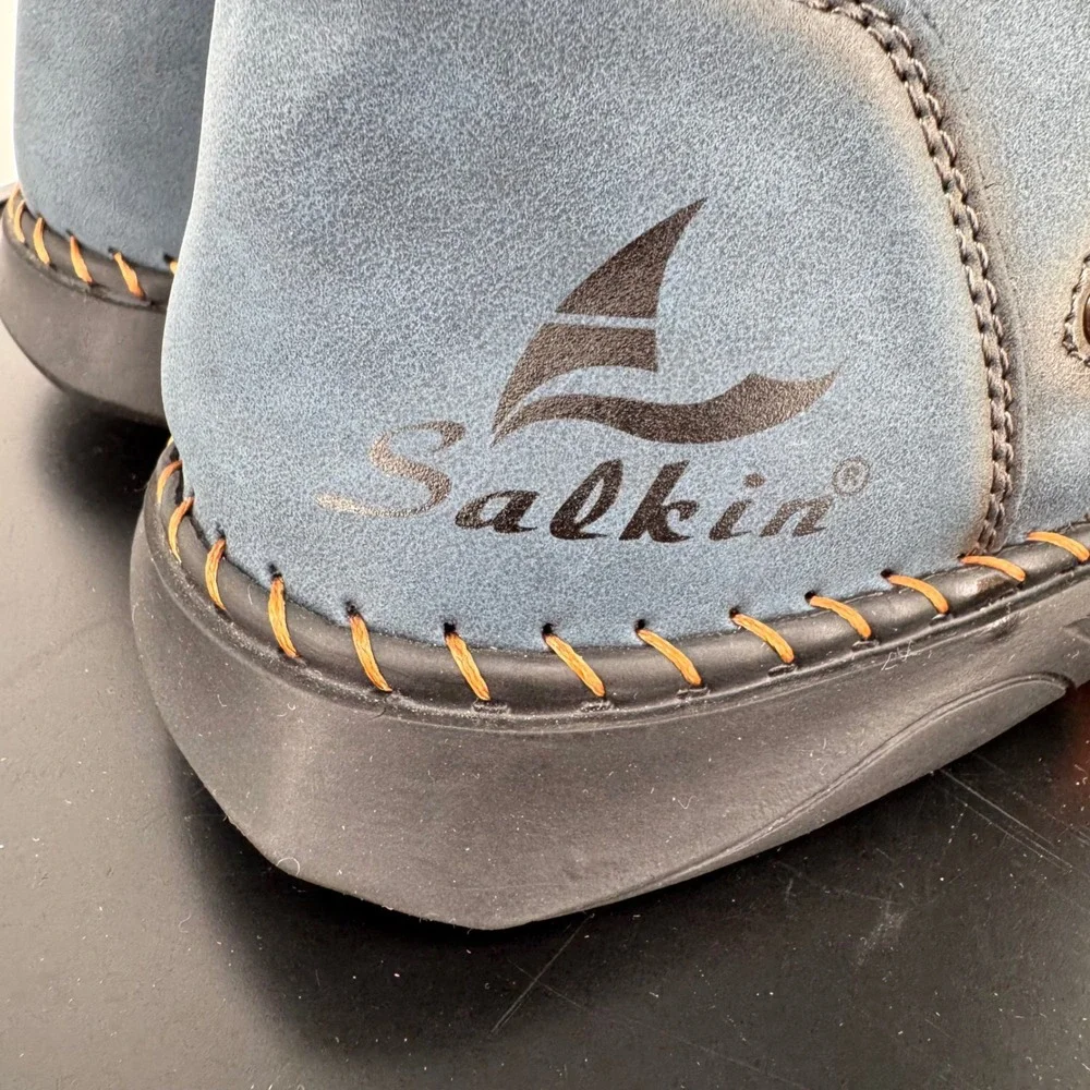 Salkin USA 2.0 Mens Slate Blue Leather Handcrafted Barefoot Hiking Boots Size 10